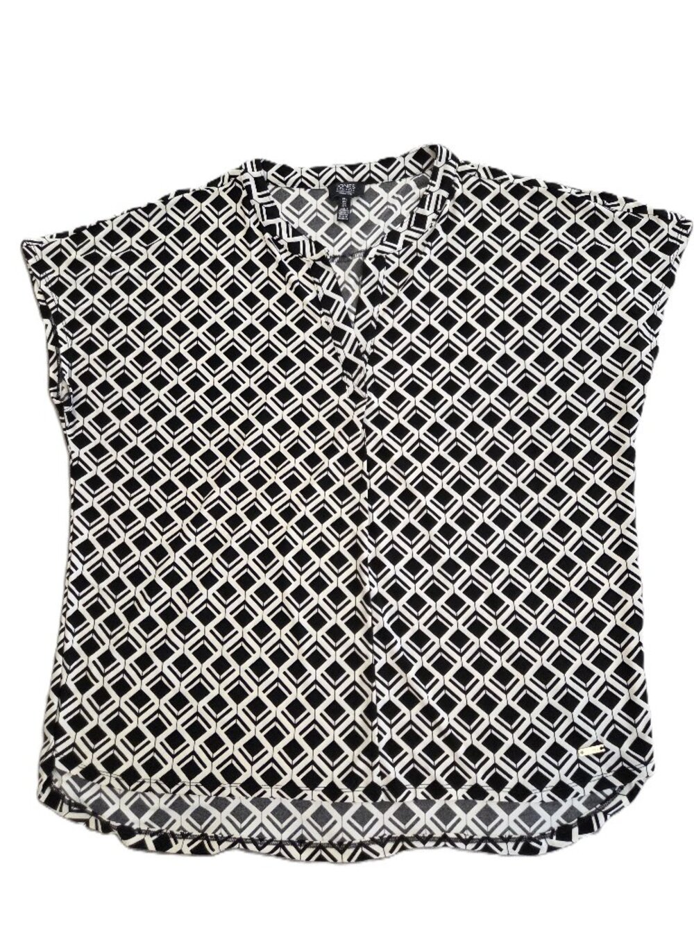 Jones New York Signature Womens Geometric Blouse Size L